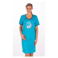 Dámská noční košile mateřská Vienetta Secret Štěně na měsíci | lososová