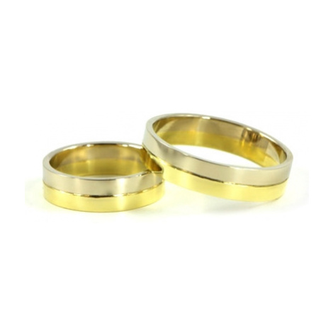 Zlaté snubní prsteny žluto-bílé 1034 + DÁREK ZDARMA