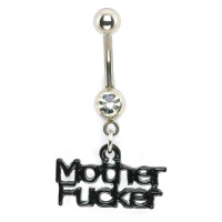 Piercing pupíku zirkon a nápis Mother Fucker - Barva zirkonu: Růžová - P