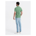 Men's BASIC single color pique knit polo shirt - green V11 OM-POBS-0100