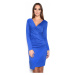Řasené šaty s dlouhým rukávem a efektem sukně barva modrá