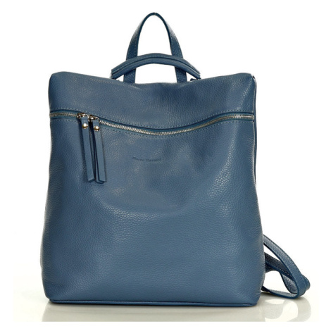 Dámský kožený batoh Mazzini P65 modrý