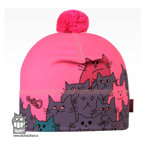 Dívčí zimní funkční čepice Dráče - Flavio 003, růžová, kočky Barva: Růžová