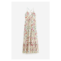 H & M - Dlouhé plisované šaty - bílá