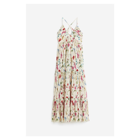 H & M - Dlouhé plisované šaty - bílá H&M