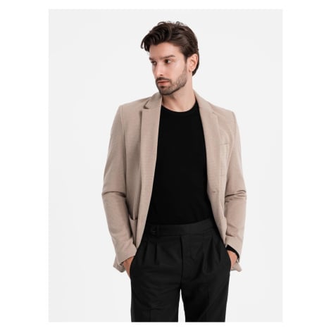 Ombre Elegant fitted men's structured knit blazer - beige