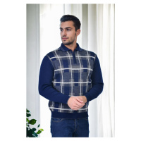 29496 Dewberry Zippered Polo Neck Mens Sweater-NAVY BLUE