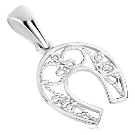 Stříbrný přívěsek 925 - podkova pro štěstí, tenké lanko, symetrický motiv Šperky eshop
