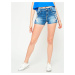 Denim shorts with lace application blue