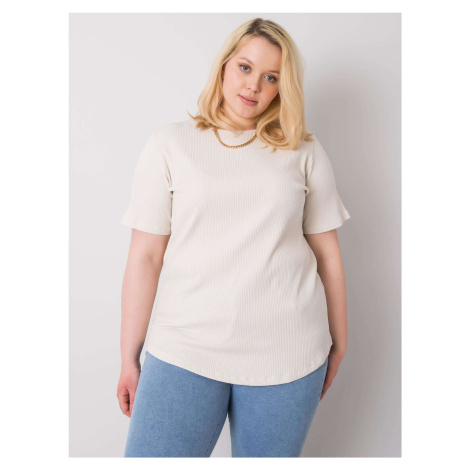 Krémové dámské tričko s krátkým rukávem -beige Smetanová BASIC