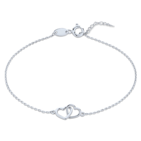 Olivie MINET Zlatý náramek z bílého zlata se srdíčky Au 585/1000