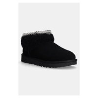 Semišové sněhule UGG Classic Ultra Mini Maxi Curly černá barva, 1158263-BLK