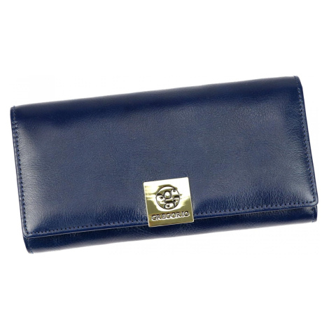 Trendy velká dámská kožená peněženka Elvíra, modrá GREGORIO