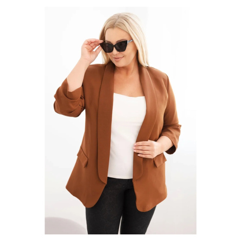 Kesi Włoski Dámská saka Plus Size bez zapínání s podšívkou XL/2XL hnědá