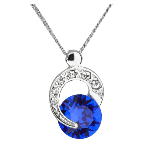 Evolution Group Stříbrný náhrdelník s krystaly Swarovski modrý kulatý 32048.3 majestic blue