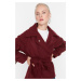 Trendyol Burgundy Wide Cut Oversize Belted Wool Cachet Coat