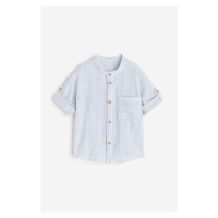 H & M - Bavlněná košile's korejským límečkem - modrá