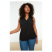 Trendyol Curve Black V-Neck Woven Blouse