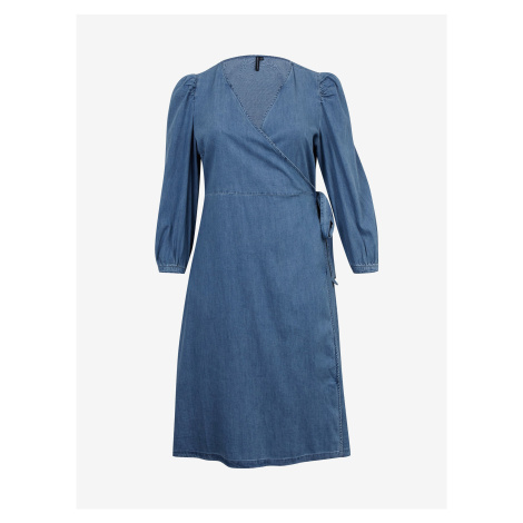 Modré dámské džínové zavinovací šaty ONLY CARMAKOMA Irina - Dámské