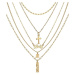 Camerazar Dlouhý náhrdelník s více zlatými kříži, bižuterní kov, délka 57 cm + 5 cm prodloužení