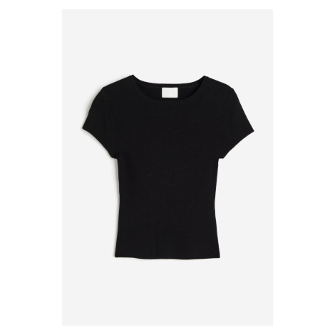 H & M - Tričko z jemného úpletu - černá H&M