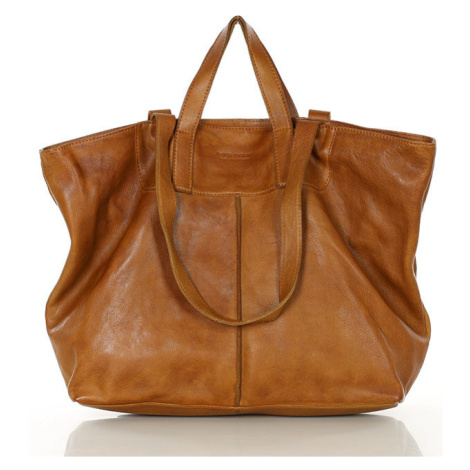 Velká kožená shopper taška s dvojitými uchy Kabelky od Hraběnky; velbloud