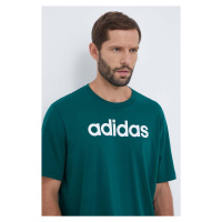 Bavlněné tričko adidas zelená barva, s potiskem, IJ8658