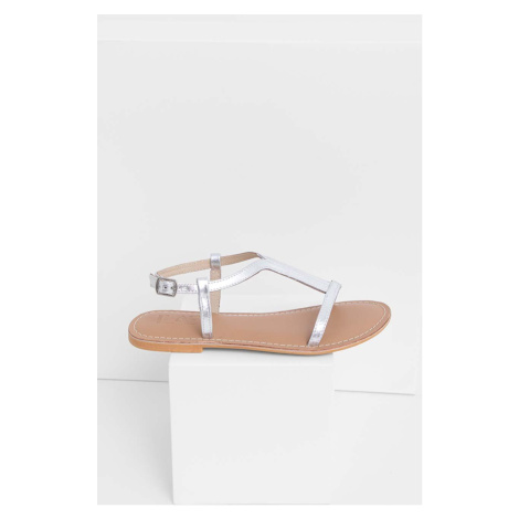 Kožené sandály Answear Lab dámské, stříbrná barva