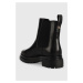 Kožené kotníkové boty Lauren Ralph Lauren Corinne dámské, černá barva, na plochém podpatku, 8028