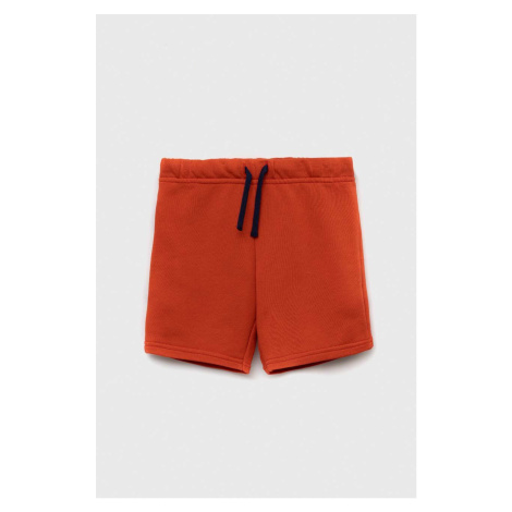 Bavlněné šortky United Colors of Benetton oranžová barva, hladké, nastavitelný pas