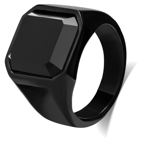 Troli Masivní prsten s černým krystalem 57 mm
