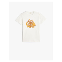 Koton T-Shirt Tiger Print Short Sleeve Crew Neck Cotton