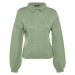 Trendyol Mint Wide Fit Měkký texturovaný pletený pletený svetr z pleteného úpletu