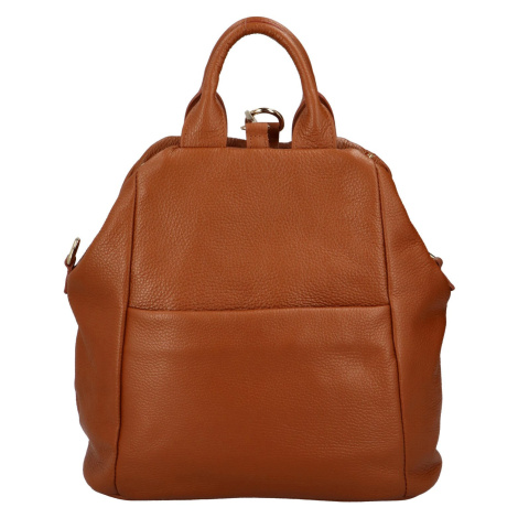 Luxusní dámský kožený kabelko-batoh Opu, hnědá Delami Vera Pelle