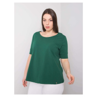 Dámské bavlněné tričko tmavě zelené barvy ve větší velikosti