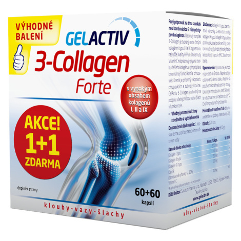 GelActiv 3-Collagen Forte 1+1 zdarma 120 kapslí