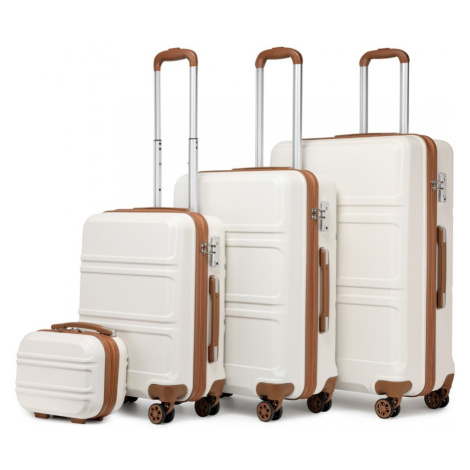KONO Set 4 cestovních kufrů s horizontálním designem - ABS - béžovo hnědá- 10L/44L/66L/96L