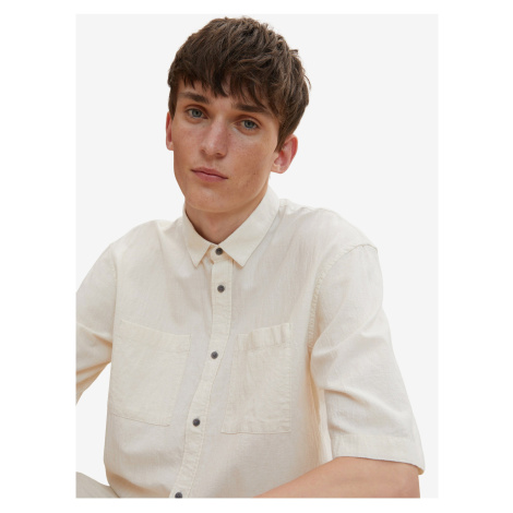 Krémová pánská košile s krátkým rukávem Tom Tailor Denim
