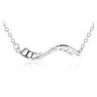 Stříbrný 925 náhrdelník, zvlněná linie, čirý zirkonový pás