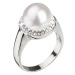 Evolution Group Stříbrný prsten s krystaly Preciosa s bílou perlou 35021.1