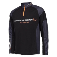 Savage Gear Tričko Tournament Gear Shirt 1/2 Zip Black Ink