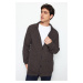 Trendyol Brown Slim Fit Jacket Collar Textured Pocket Knitwear Cardigan