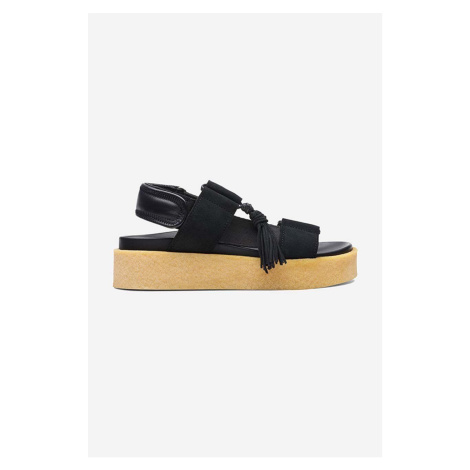 Kožené sandály Clarks Originals Crepe dámské, černá barva, na platformě, 26164515