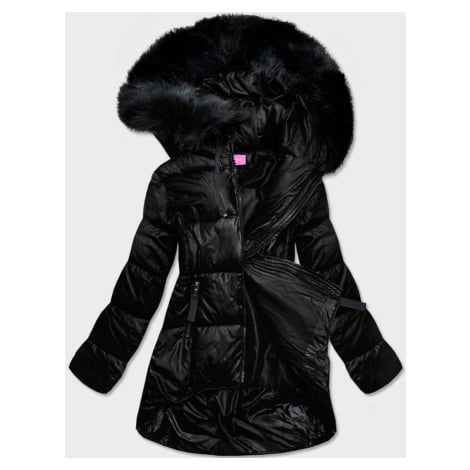 Černá asymetrická dámská zimní bunda (8953-A) VIOLA&C