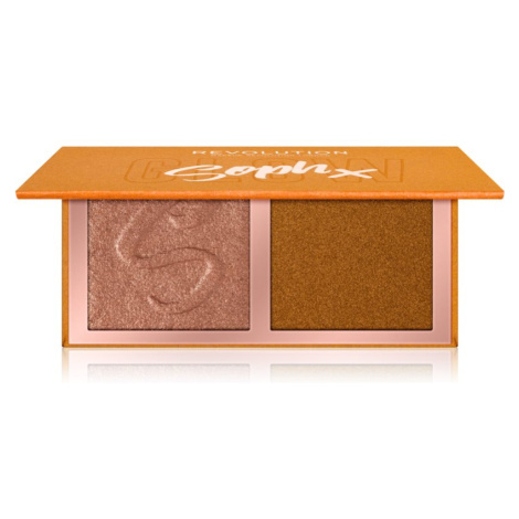 Makeup Revolution Soph X Face Duo paletka rozjasňovačů odstín Honey Glaze 9 g