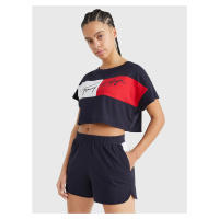 Tommy Hilfiger dámské tmavě modré triko CROPPED