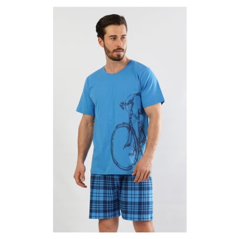 Gazzaz Pánské pyžamo šortky Velké kolo - modrá