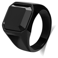 Troli Masivní prsten s černým krystalem 54 mm