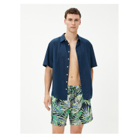 Koton Marine Shorts with Leaf Print. A drawstring waist with pockets.