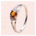 Prsten stříbrný s Madeira citrínem a zirkony Ag 925 015090 MCT - 54 mm , 1,6 g